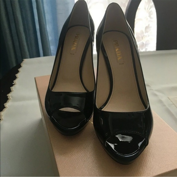 Prada open toe heels size 39.5 pattern leather - Picture 2 of 6
